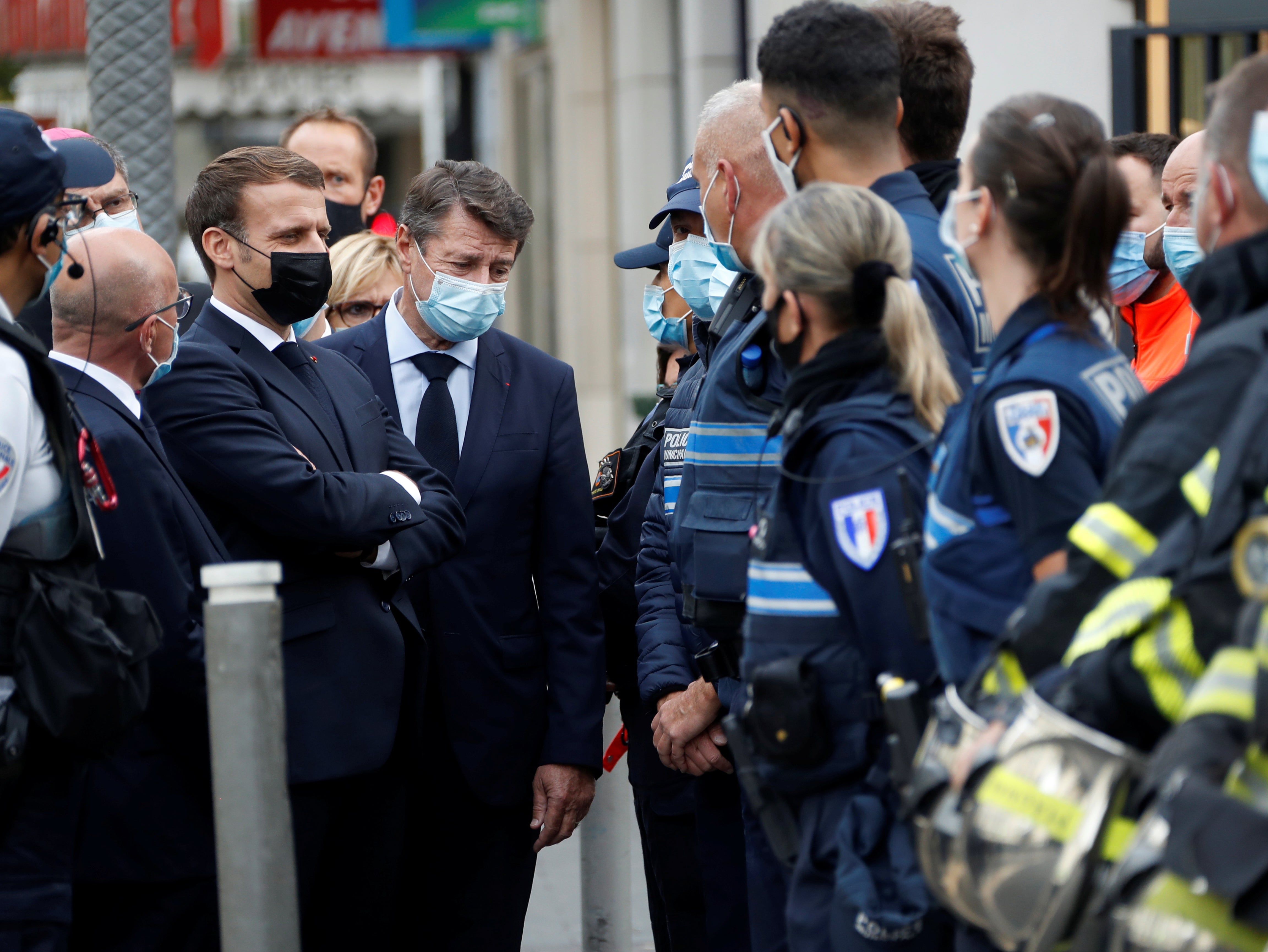 Emmanuel Macron visits the scene of the Nice knife attack