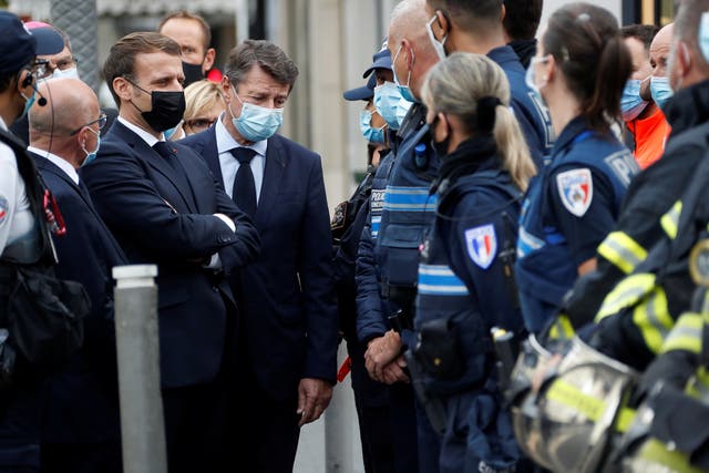 Emmanuel Macron visits the scene of the Nice knife attack