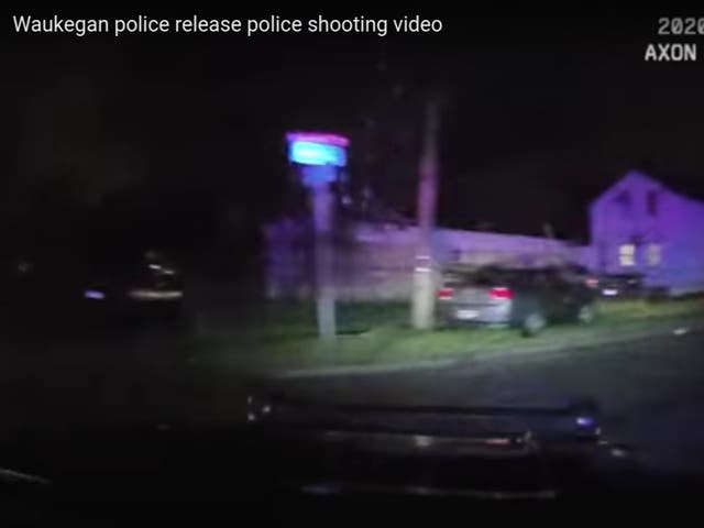 Marcellis Stinnette and Tafara Williams allegedly attempt to flee from police moments before a Waukegan, Illinois police officer steps out of the car and shoots them on 20 Oct. 
