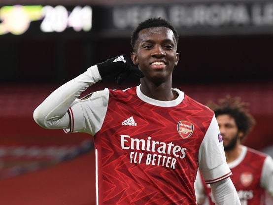 Nketiah celebrates for Arsenal