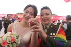 Two same-sex couples in military marry in first for Taiwan