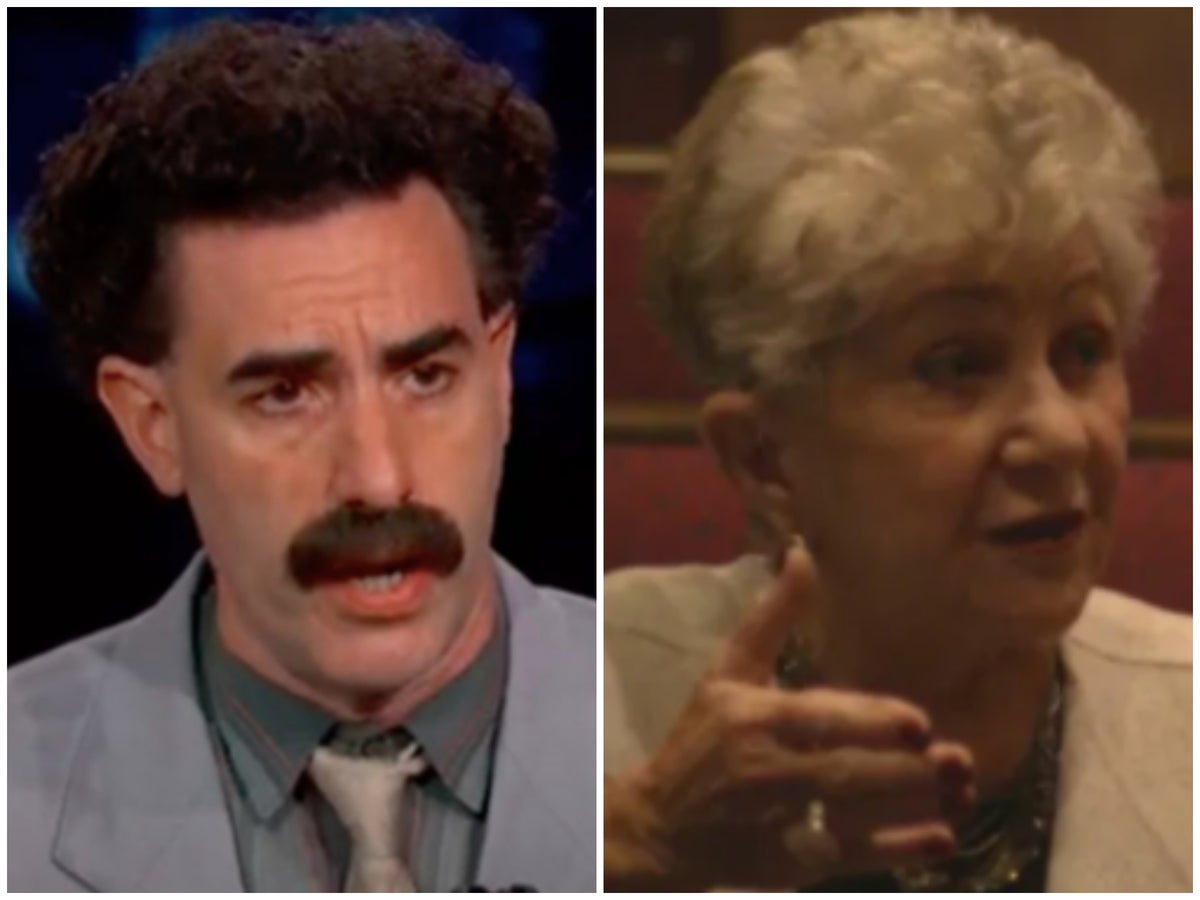 Borat 2: Sacha Baron Cohen broke character 'for the first time' after  antisemitism scene with Judith Dim Evans | The Independent