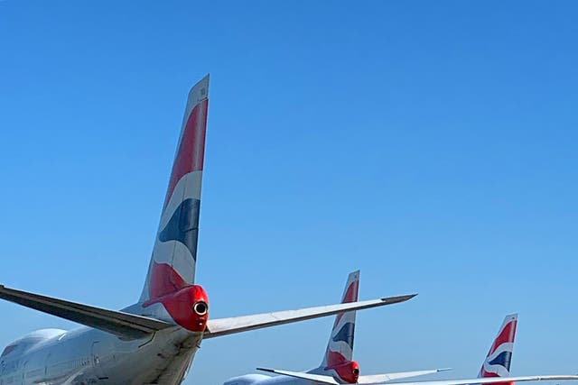 Standing by: British Airways aircraft parked due to coronavirus pandemic
