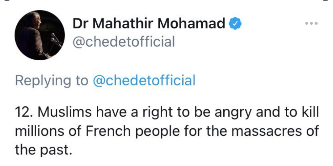 Tweet of Mahathir Mohamad now taken down by Twitter