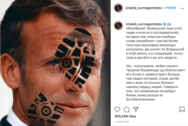 <p>El luchador de UFC Khabib Nurmagomedov publicó un controvertido mensaje contra el presidente francés Emmanuel Macron</p>