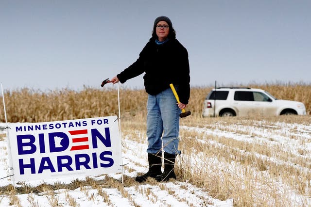 <p>Minnesota farmer Meg Stuedemann proudly displays her politics</p>
