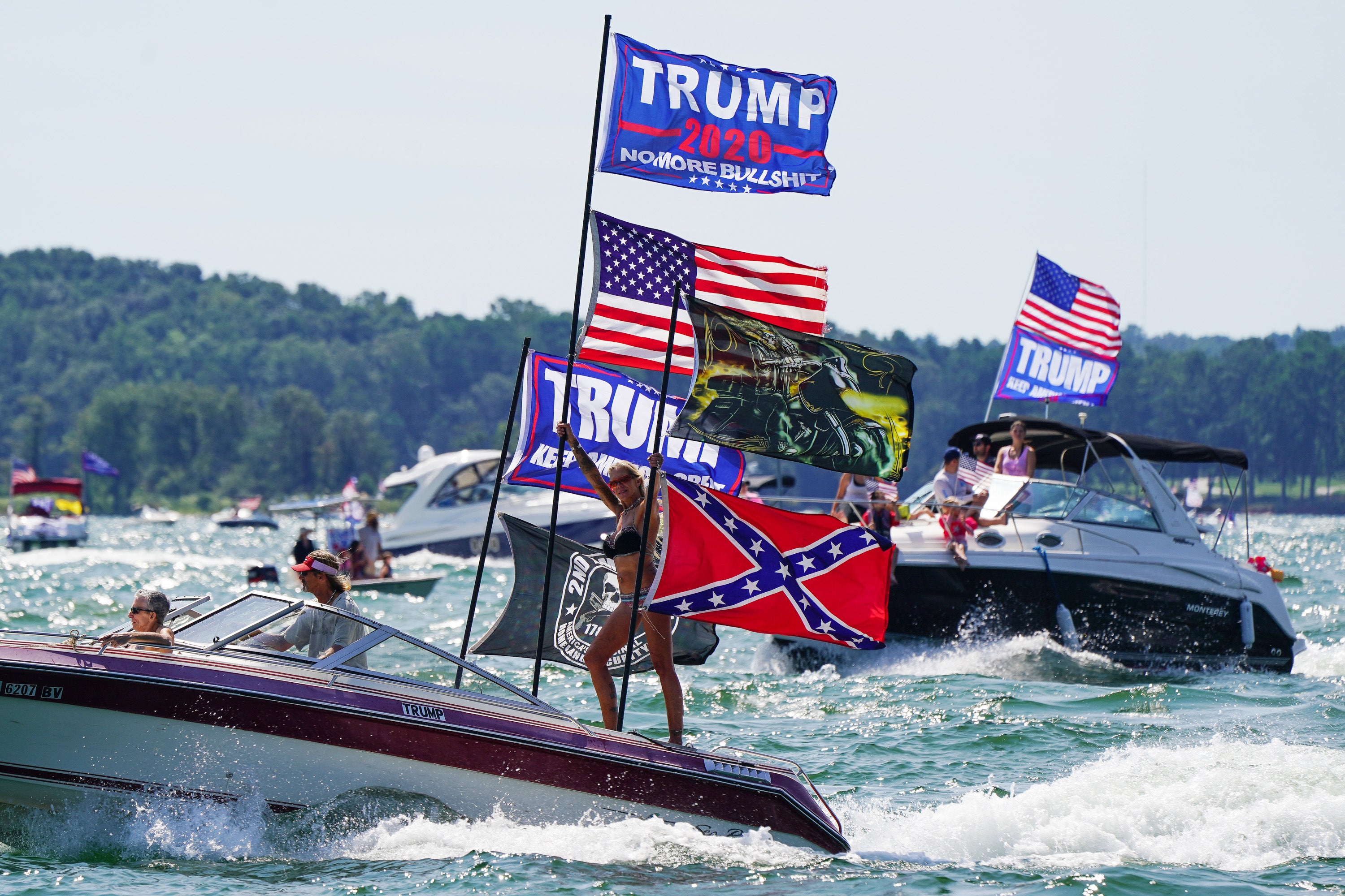 Trump supporters take part in a flotilla in Texas in support of the president
