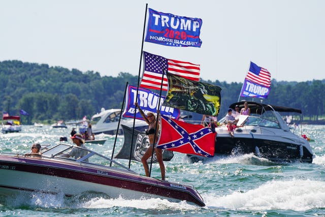 <p>Trump supporters take part in a flotilla in Texas in support of the president</p>