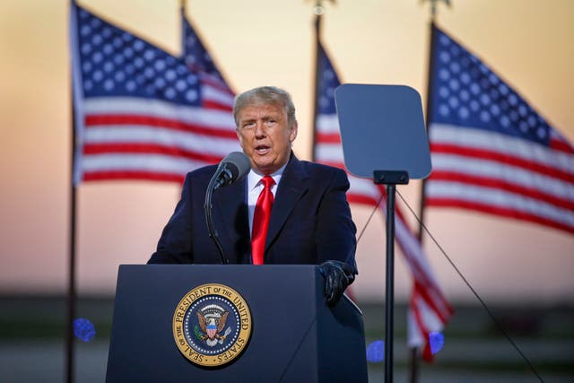 <p>Donald Trump, pictured at a rally on Friday, has declared 1 November a 'day of remembrance for those killed by illegal aliens’</p>