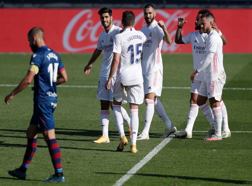 <p>Benzema marcó un doblete durante la victoria de los Merengues</p>