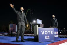 Obama lets rip on Trump as he joins Stevie Wonder at Biden rally