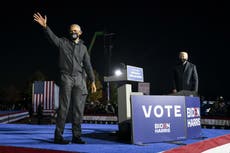 Obama lets rip on Trump as he joins Stevie Wonder at Biden rally