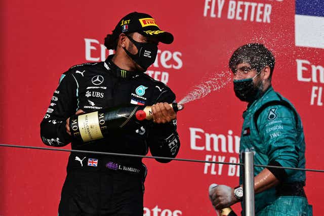 Lewis Hamilton celebrates yet another win