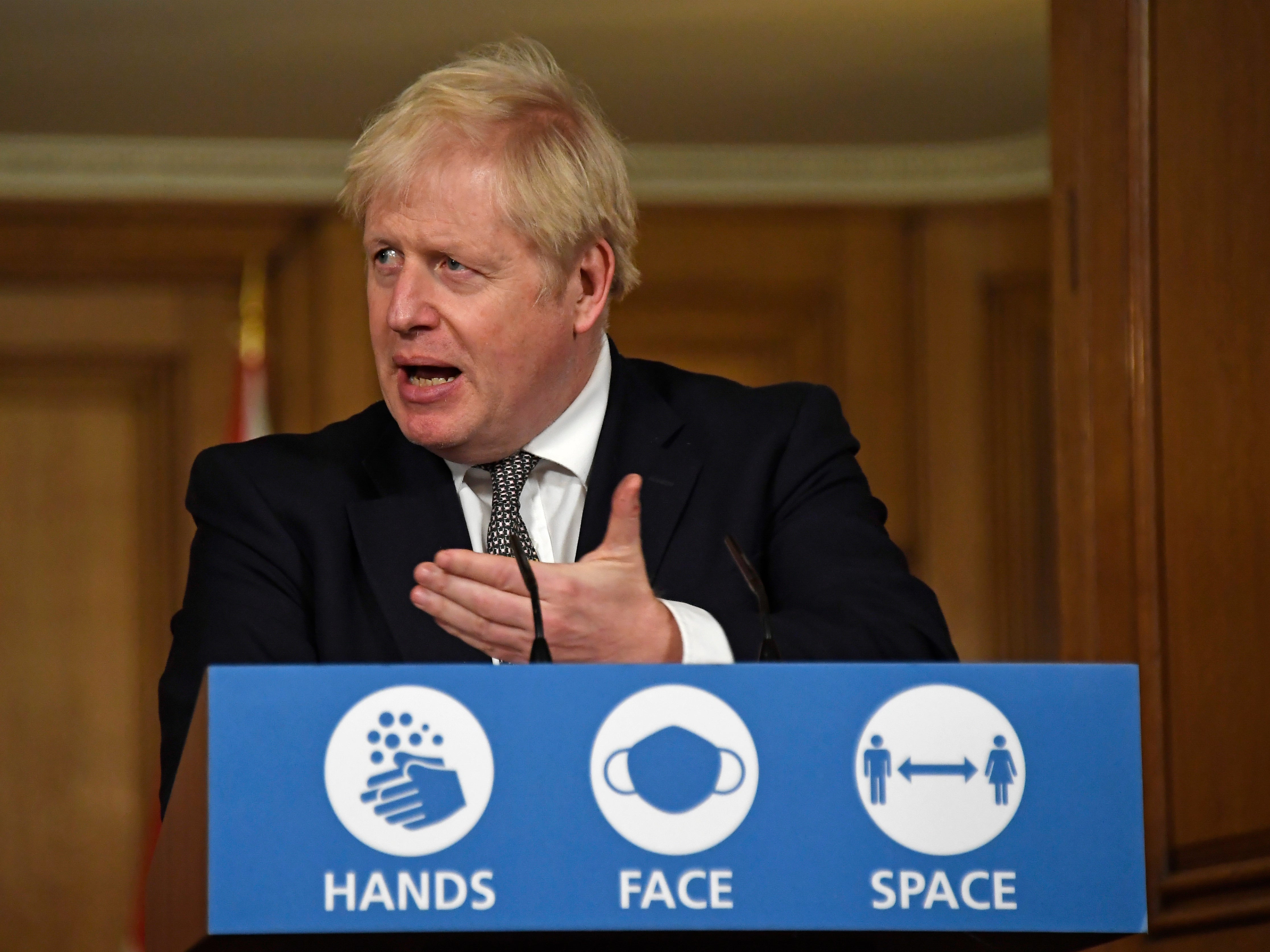 Boris Johnson addresses the media in No 10 on Saturday