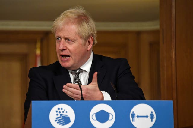 <p>Boris Johnson addresses the media in Downing Street on Saturday</p>