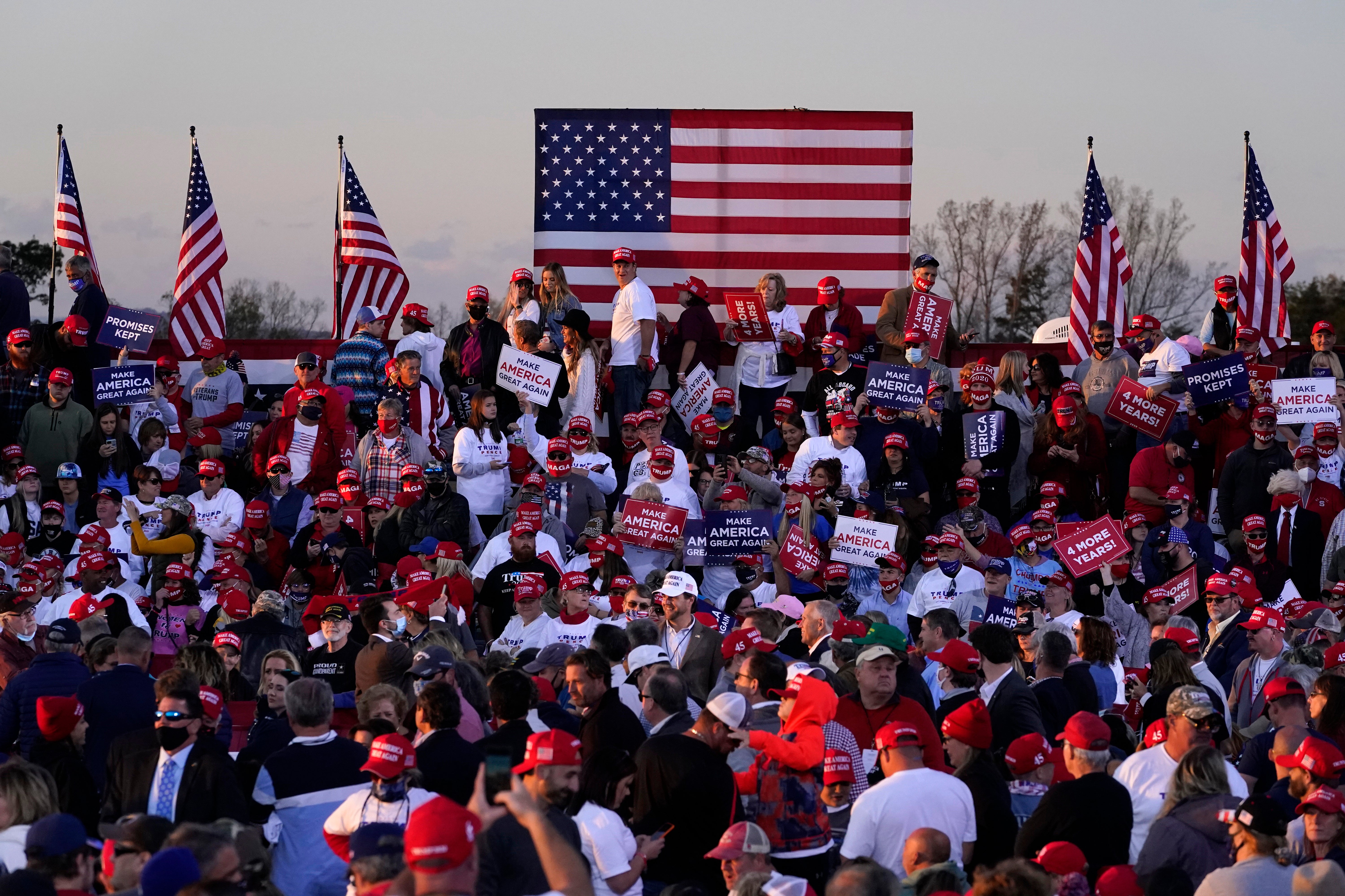 Scaffolding draped in American flag collapses at Trump rally