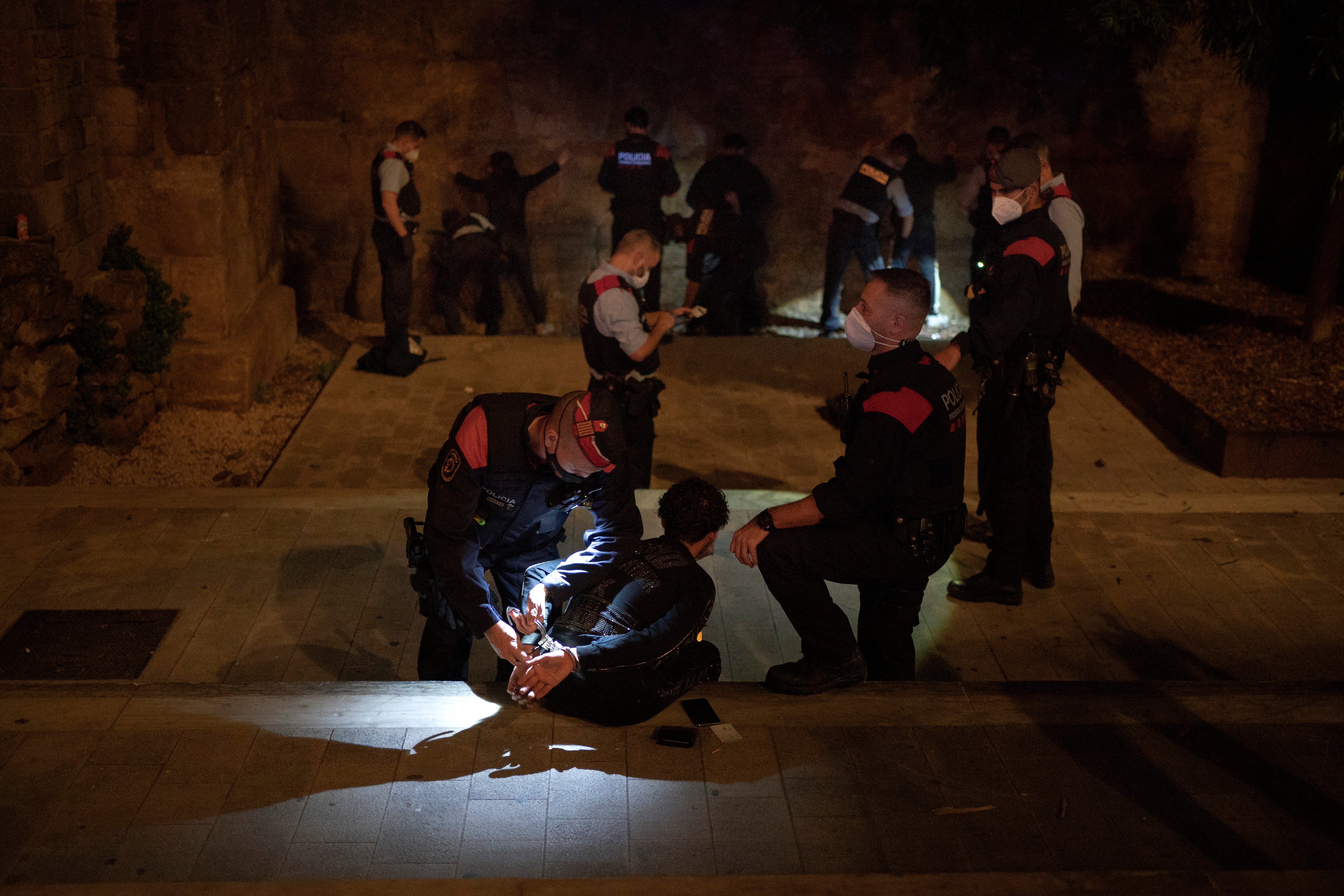 Virus Outbreak Spain Police Patrol