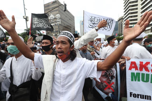 Indonesia French Muslim Protests
