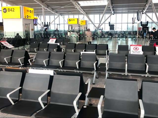 Waiting game: a departure gate at Heathrow Terminal 5