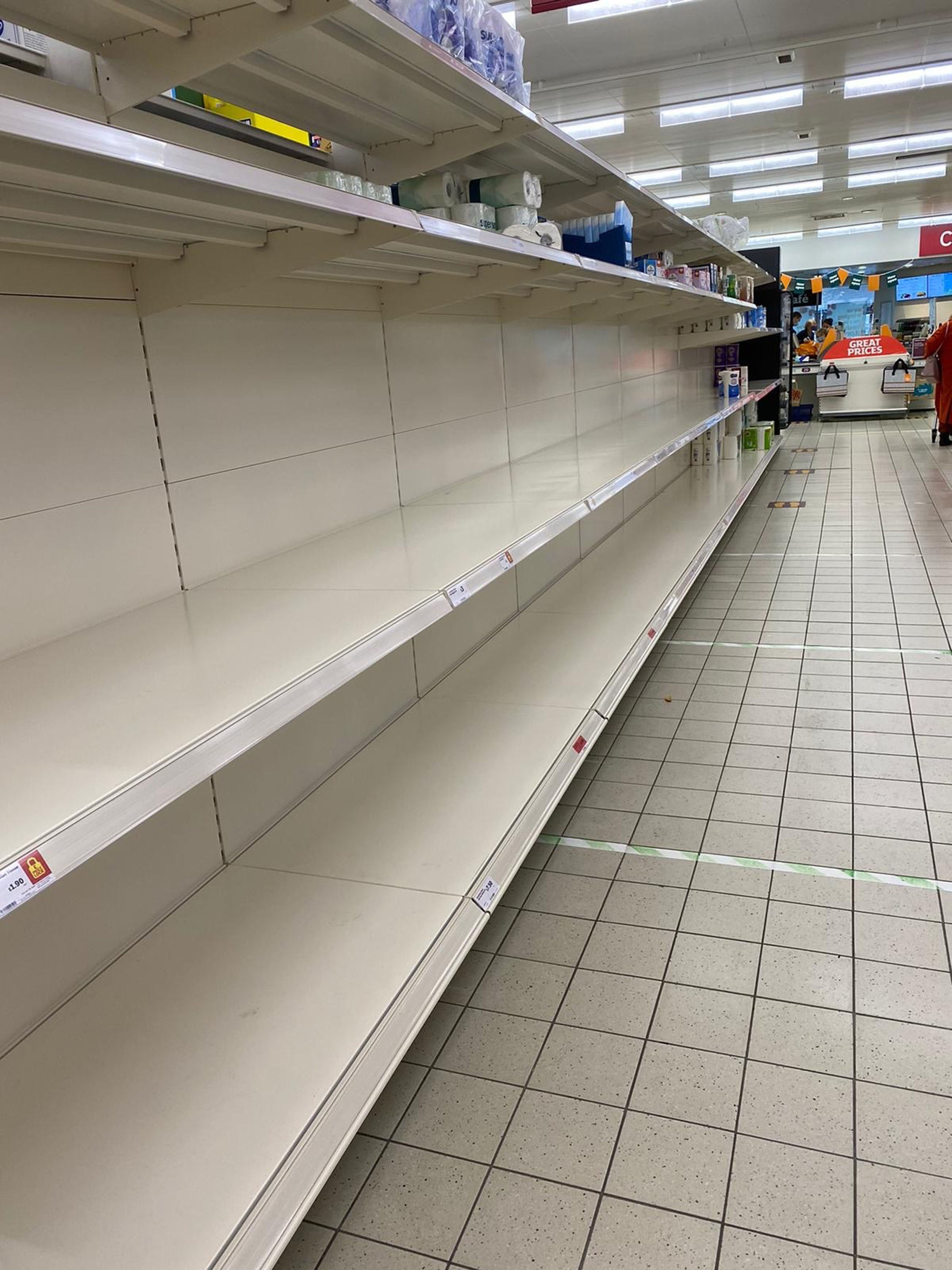 A view of the toilet roll aisle at Sainsbury’s in Weston-super-Mare, after Prime Minister Boris Johnson announced a new national lockdown will come into force in England on Thursday.