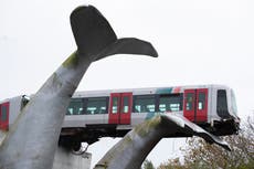 What a fluke: Dutch whale tail sculpture catches metro train