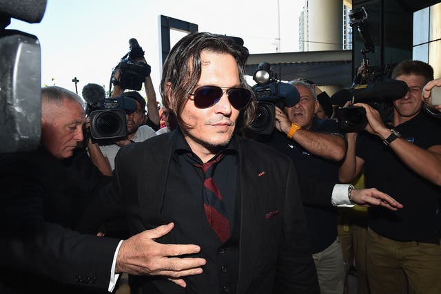 Johnny Depp arrives at Southport Magistrates Court in 2016