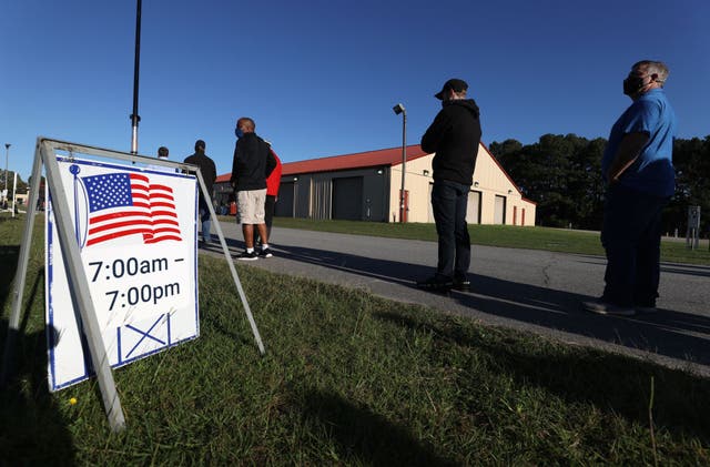 <p>Early voters line up in Gwinnett County, Georgia.</p>