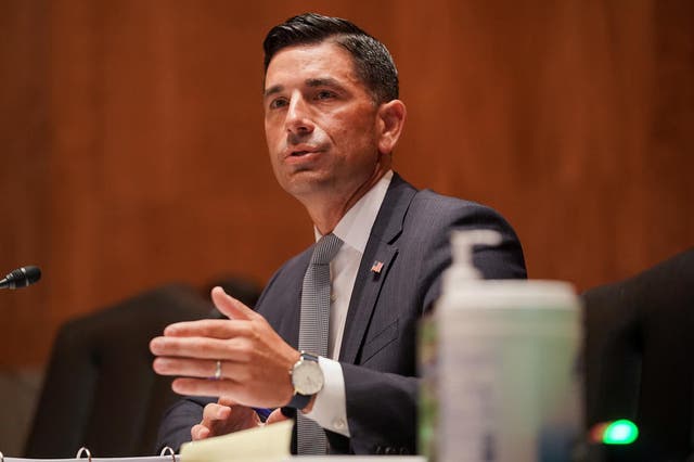 Department of Homeland Security acting Secretary Chad Wolf testifies during his confirmation hearing at the Senate Homeland Security and Governmental Affairs committee on Capitol Hill in Washington, DC, USA, 23 September 2020.