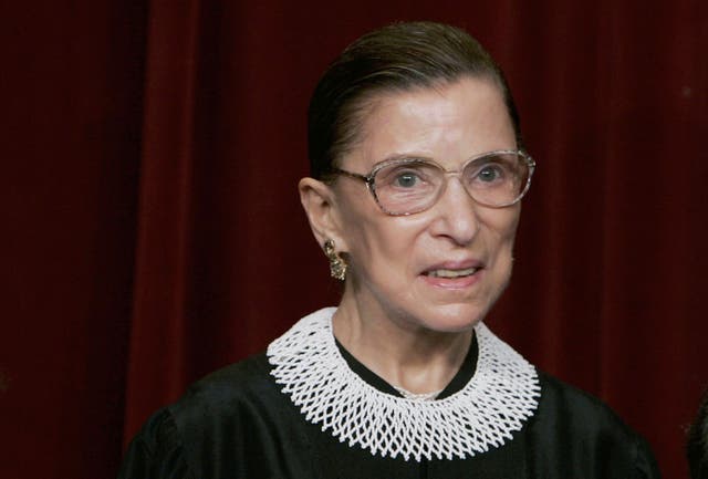 <p>Ruth Bader Ginsburg in a trademark collar</p>