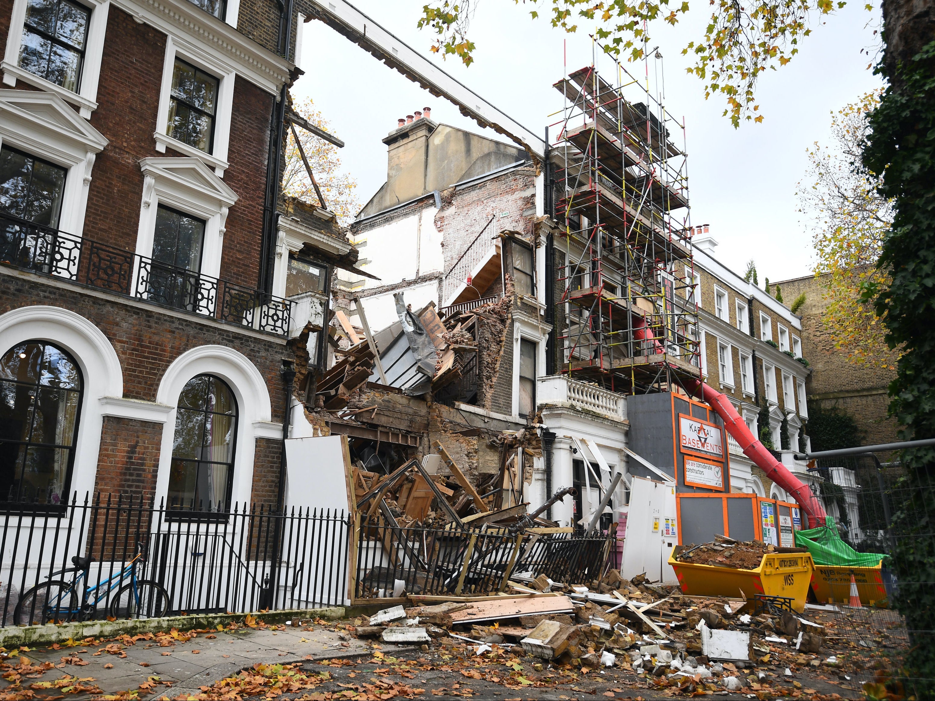 Two houses collapsed in Durham Place in Chelsea, west London