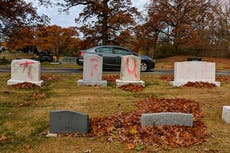 Pro-Trump messages painted on headstones at Jewish cemetery