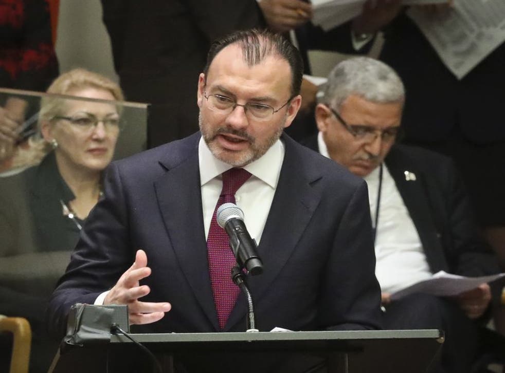 uis Videgaray, entonces secretario de relaciones exteriores de México, en las Naciones Unidas, el 26 de septiembre del 2018.