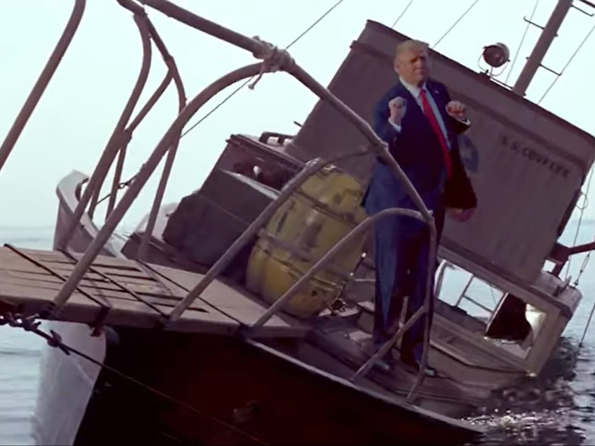 Trump goes down with the sinking ship in this Lincoln Project parody