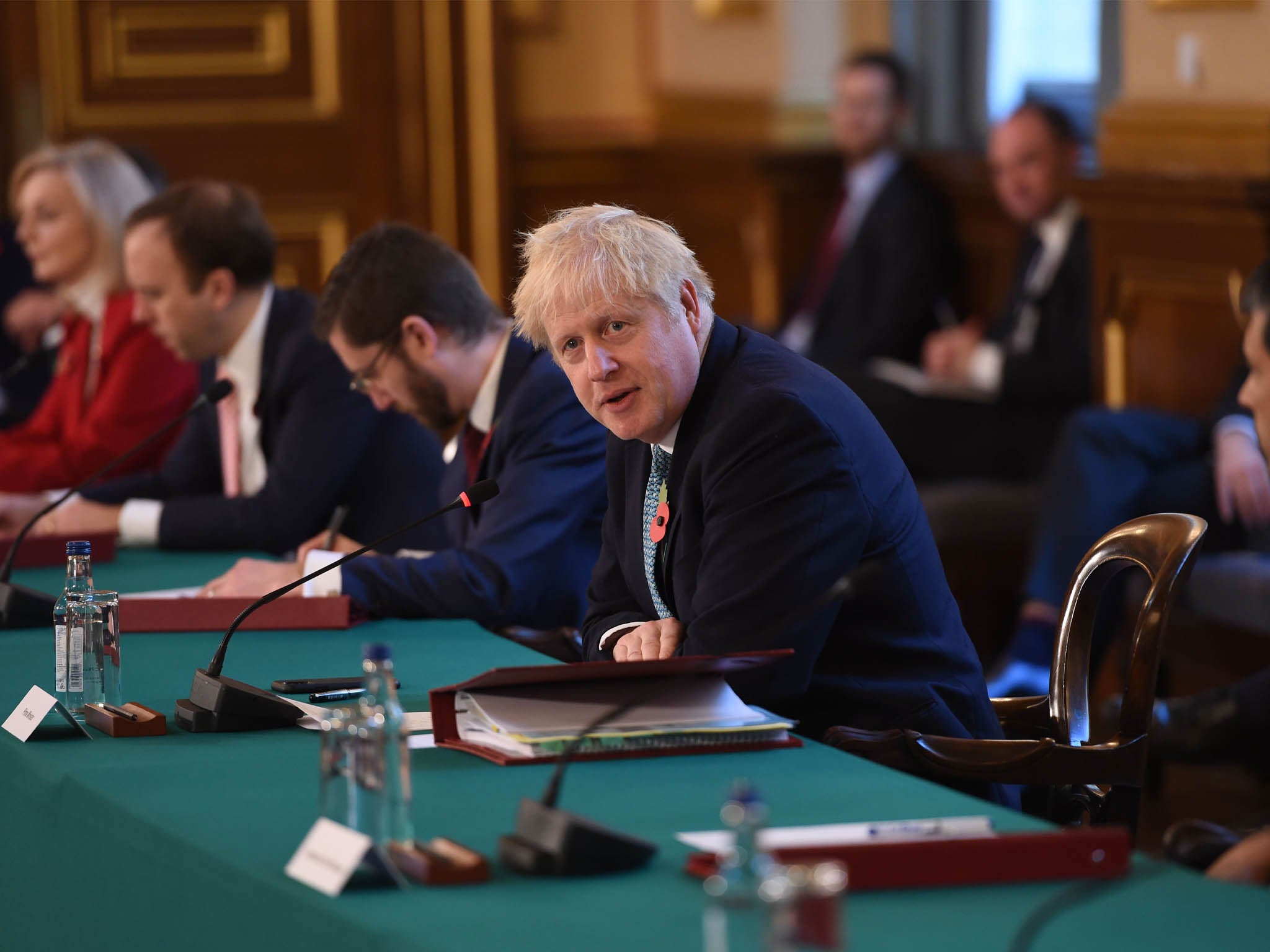 Boris Johnson speaks to his cabinet