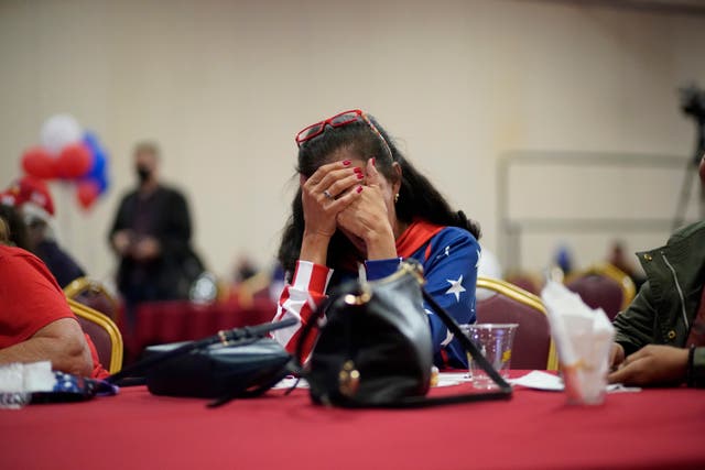 <p>A Donald Trump supporter reacts while watching election results that have led the president to launch a legal challenge in several states.&nbsp;</p>
