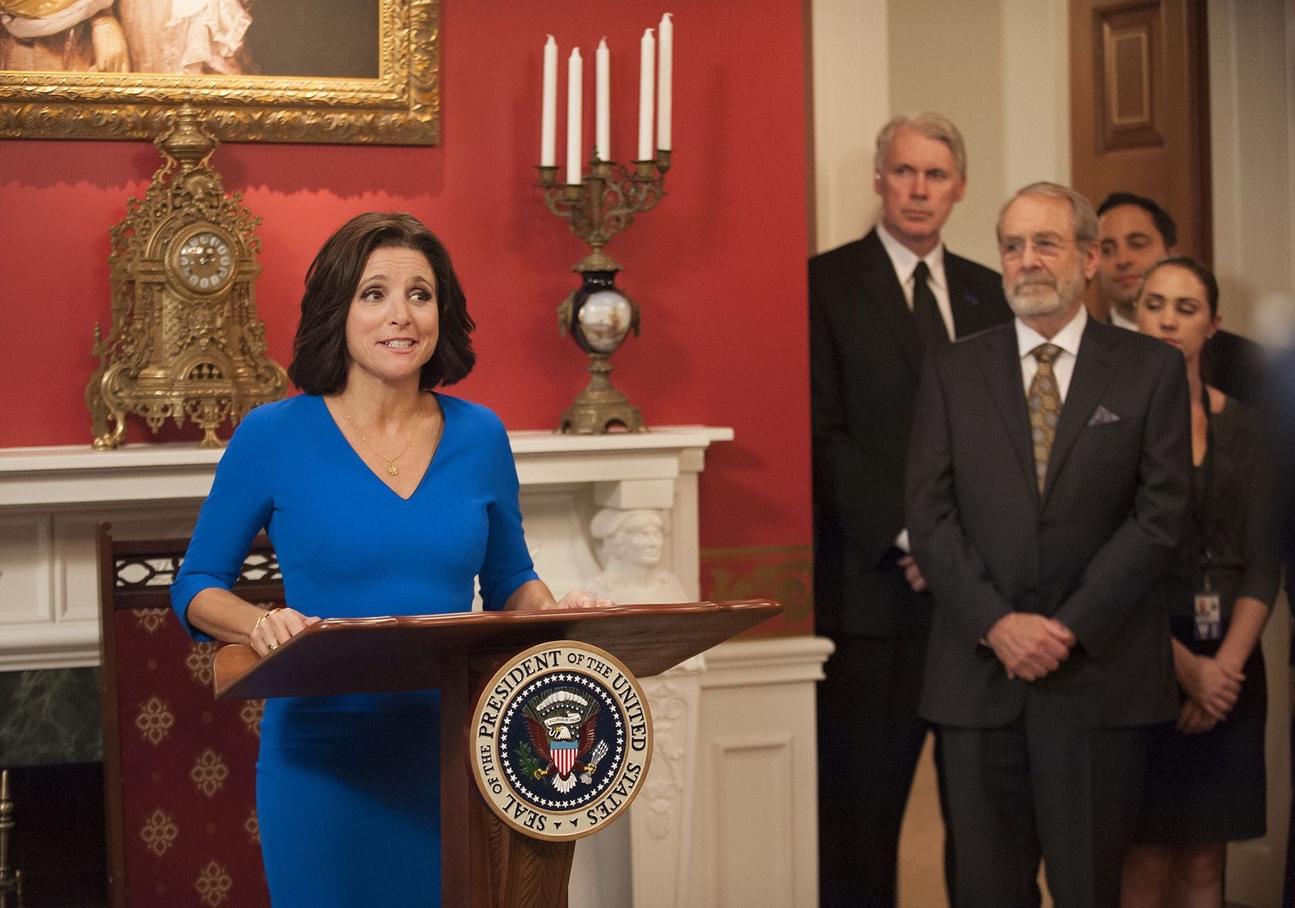 Julia Louis-Dreyfus in ‘Veep’, the show for which Quantick won an Emmy in 2019