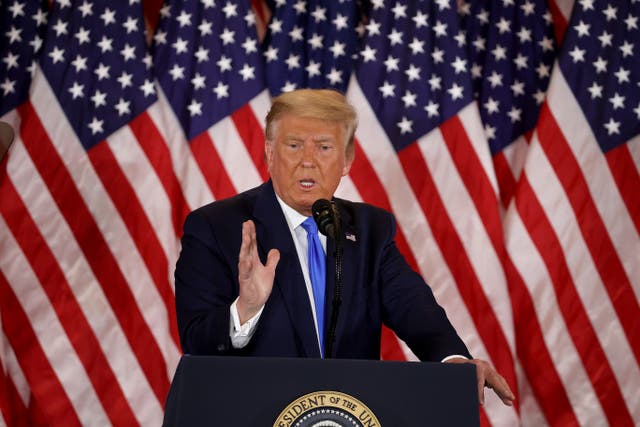 Donald Trump speaking on election night in the East Room of the White House 4 November, 2020