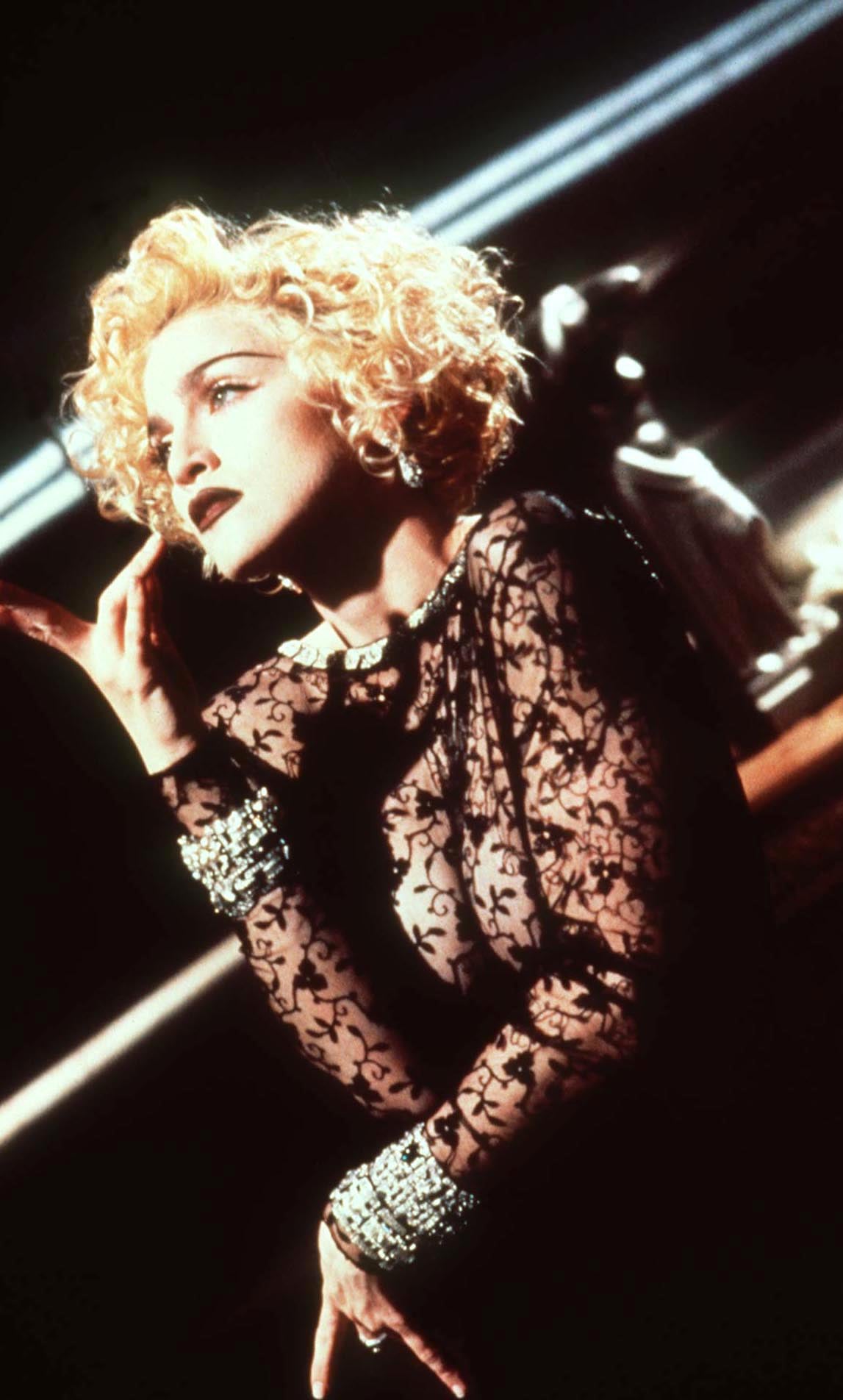 Madonna on the set of her ‘Vogue’ musical video in 1990