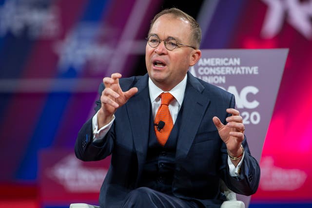 <p>Mick Mulvaney at the 2020 CPAC conference</p>