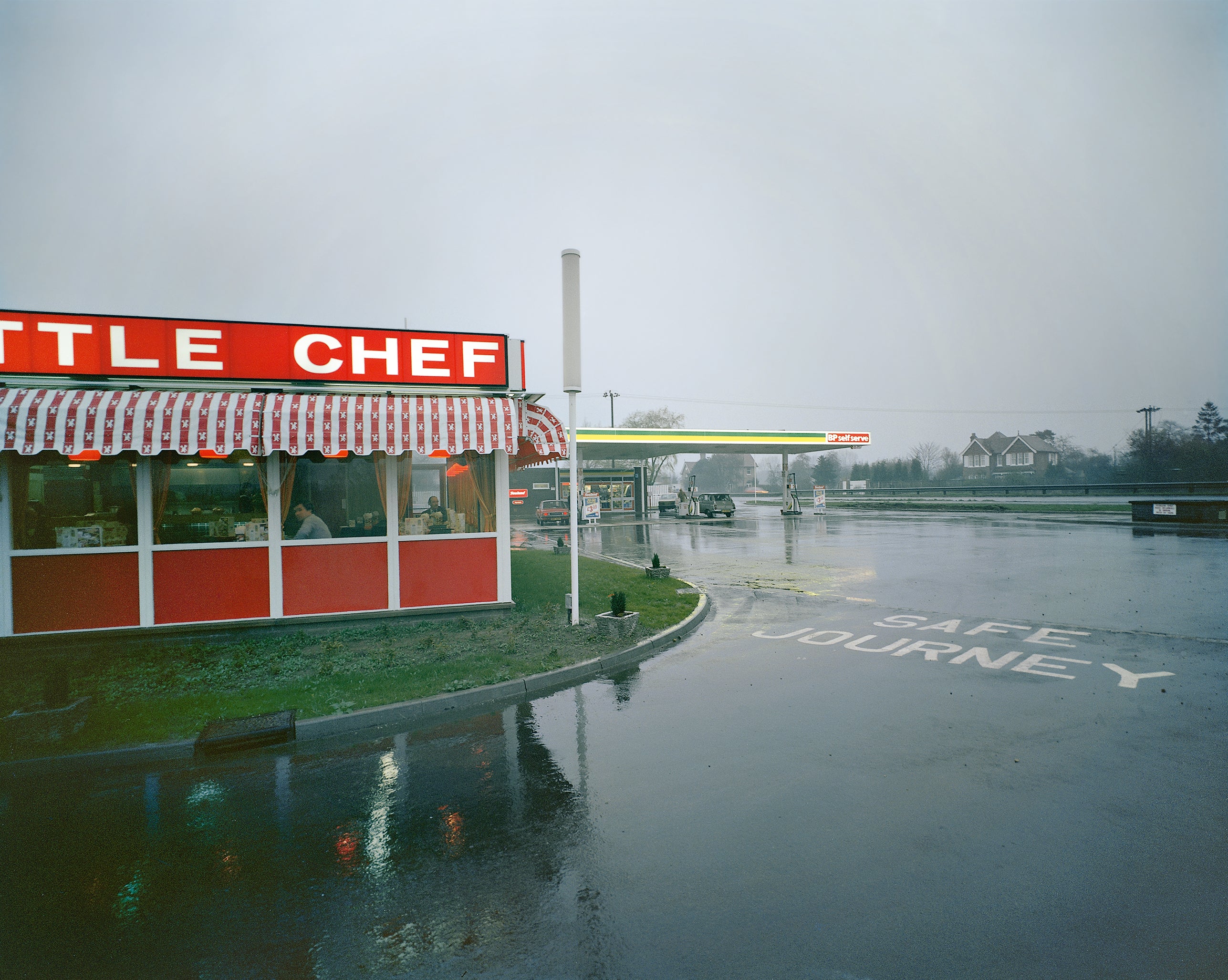Little Chef in Rain, St. Neots, Cambridgeshire, May, 1982