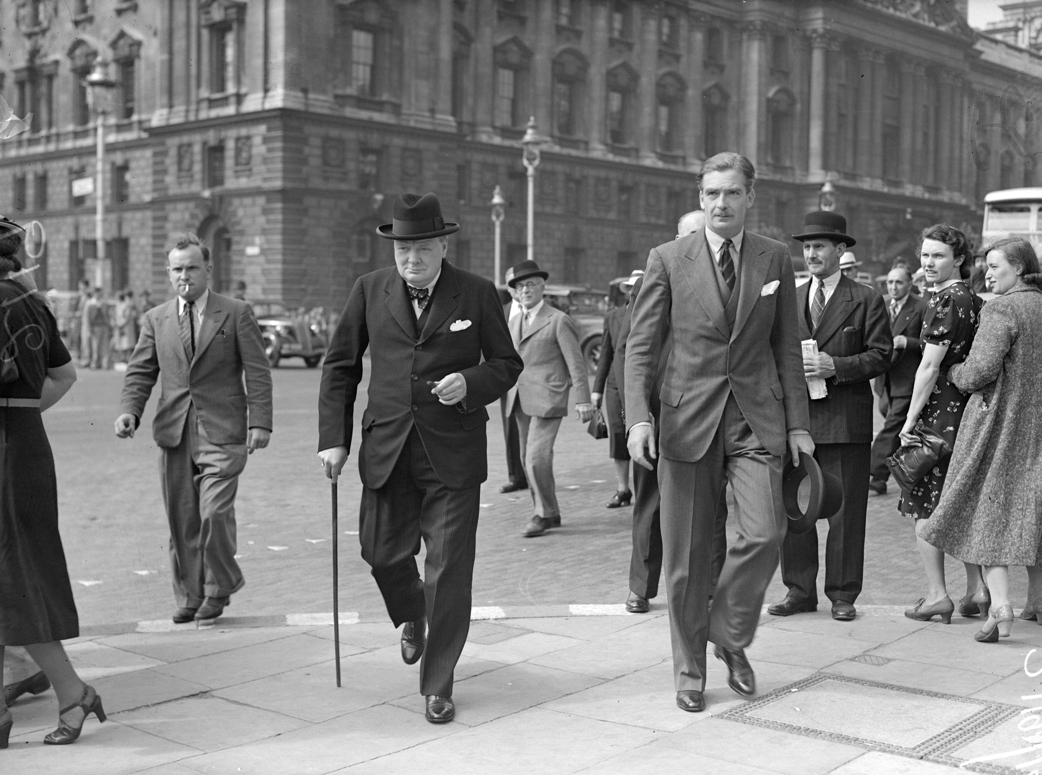 Eden and Churchill on their way to parliament during the war crisis