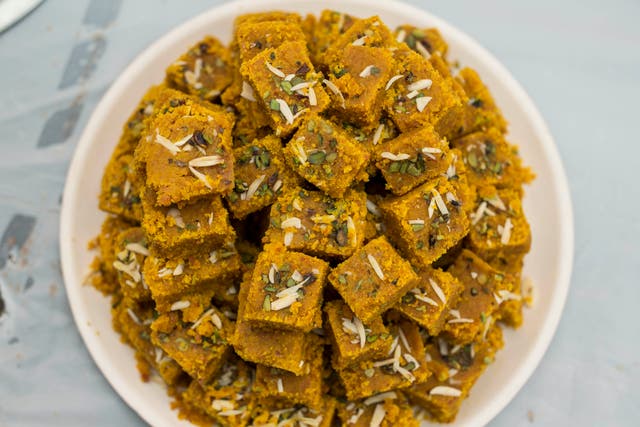 <p>Besan barfi is eaten to celebrate Durga Puja, the festival &nbsp;where the goddess Kali is asked for her help to destroy evil<br>besan-burfi-indyeats.jpg</p>
