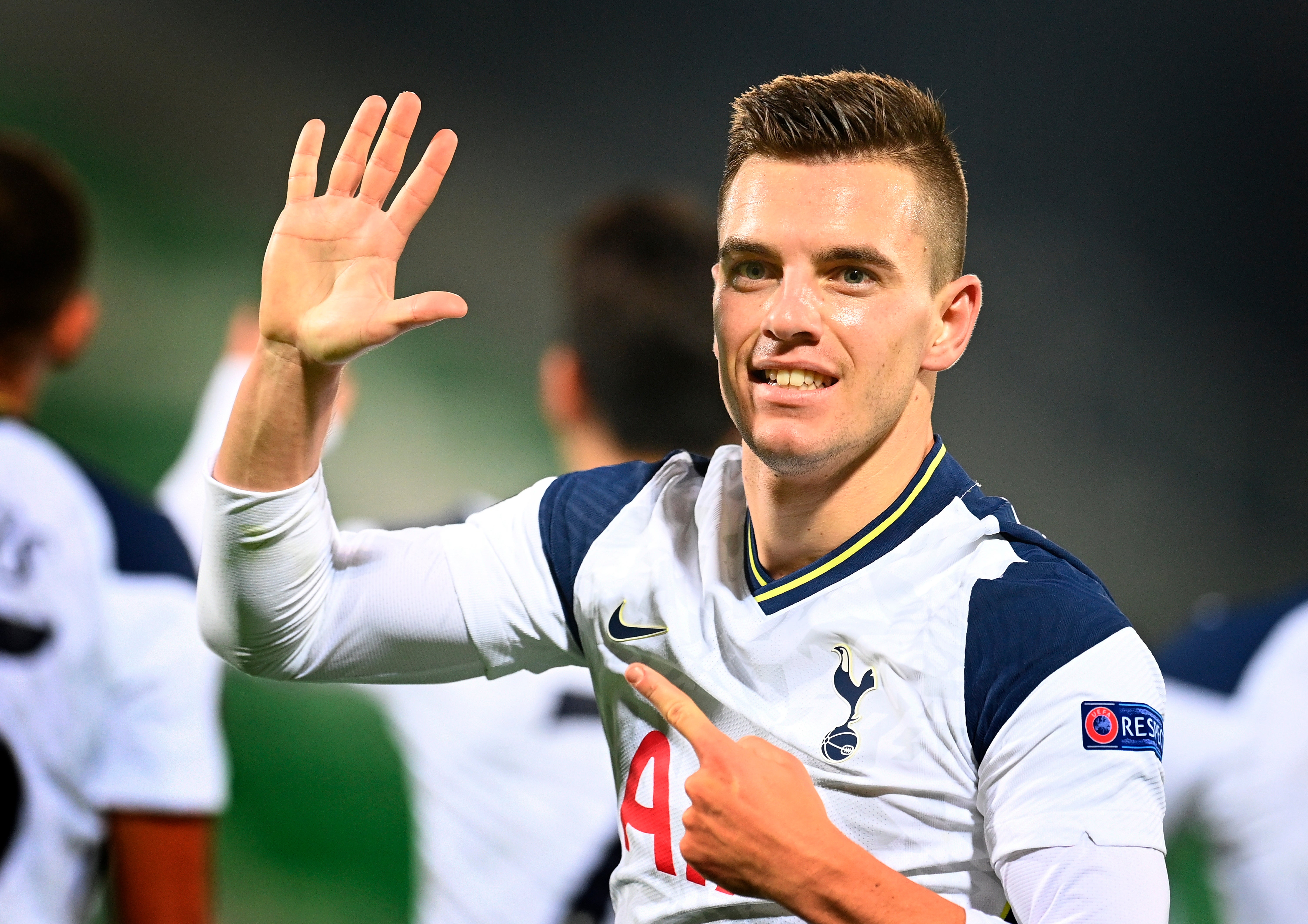 Giovani Lo Celso celebrates after scoring for Spurs