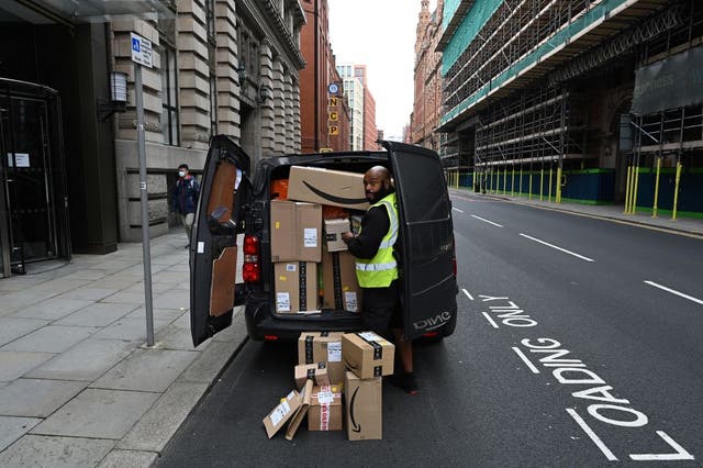 <p>Amazon deliveries and packaging have become a ubiquitous sight during the coronavirus pandemic</p>