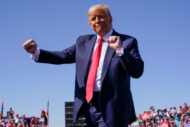 US president Donald Trump dances to YMCA on the campaign in October