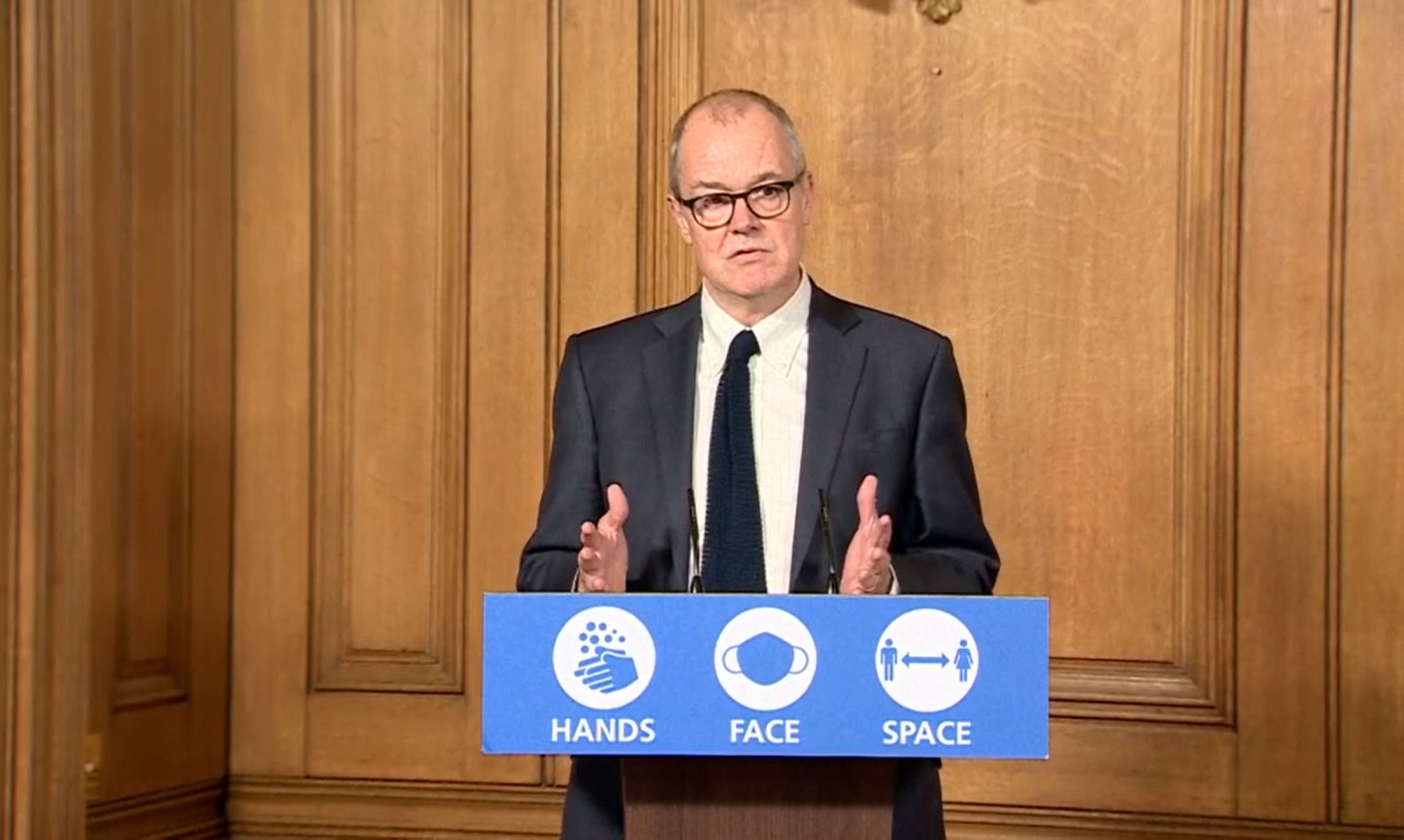 Sir Patrick Vallance at a 10 Downing Street press conference on 31 October