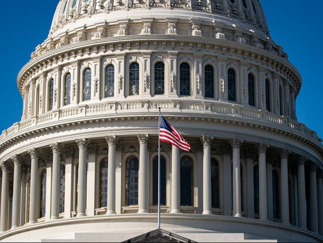 The American flag flies at the US Capitol on November 6, 2020 in Washington, DC. 