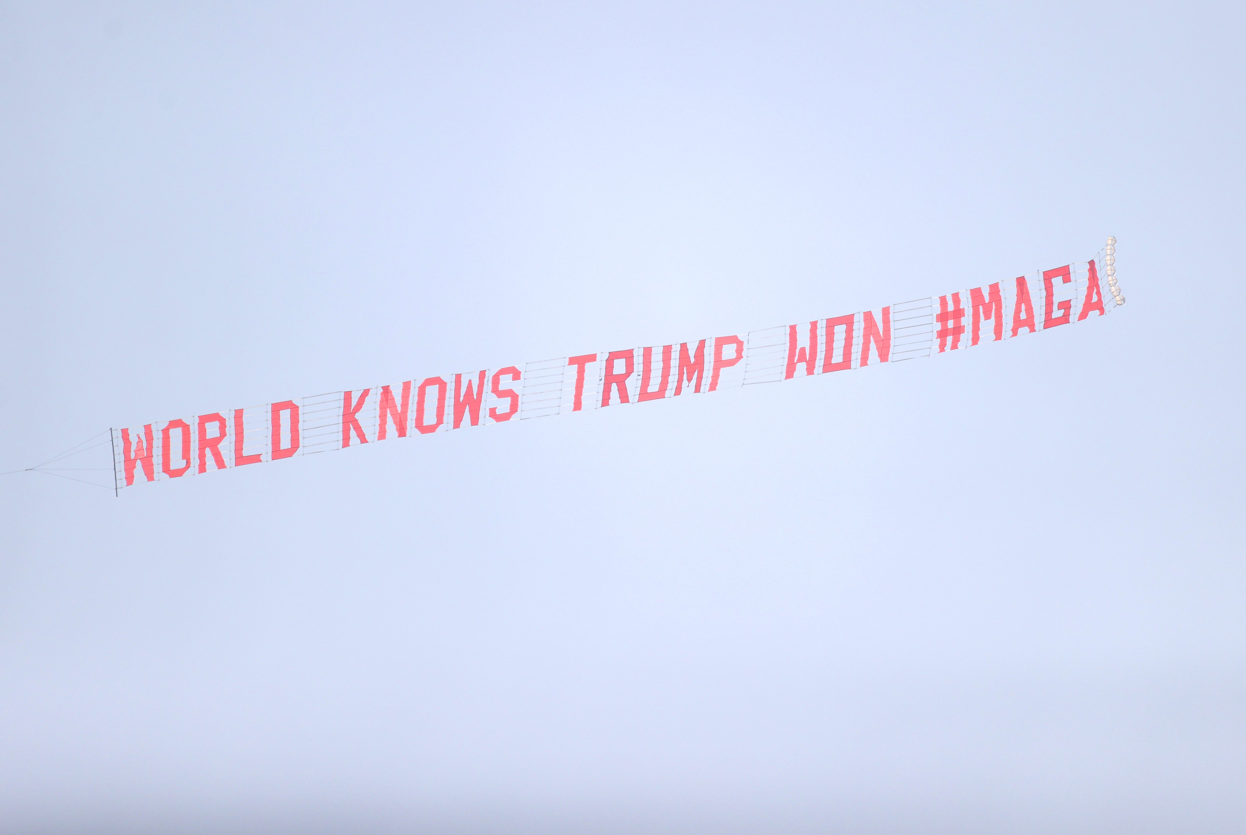 A pro-Trump message was flown over Goodison Park ahead of Everton;s clash with Manchester United