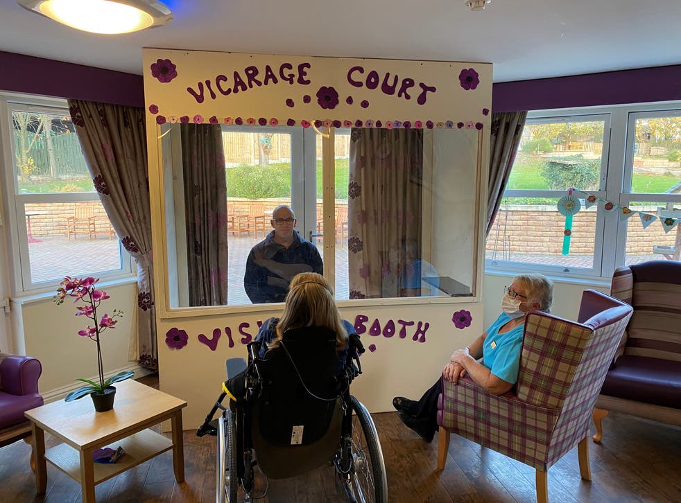 Visiting pod at Vicarage Court residential home in Featherstone, West Yorkshire