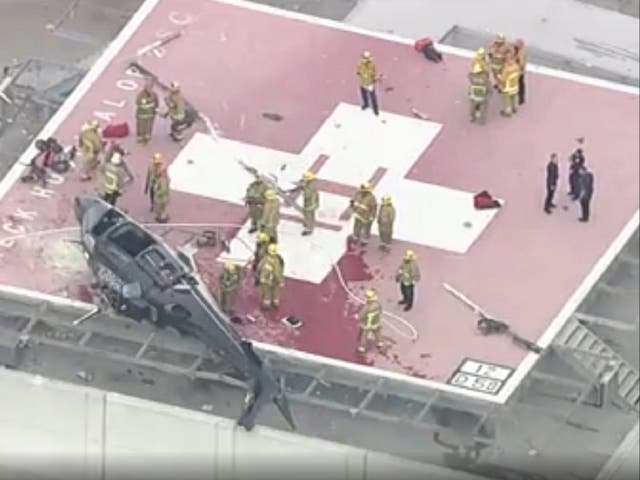 <p>A helicopter carrying a heart for transport crash landed on the helipad at Keck Hospital of USC, LA</p>